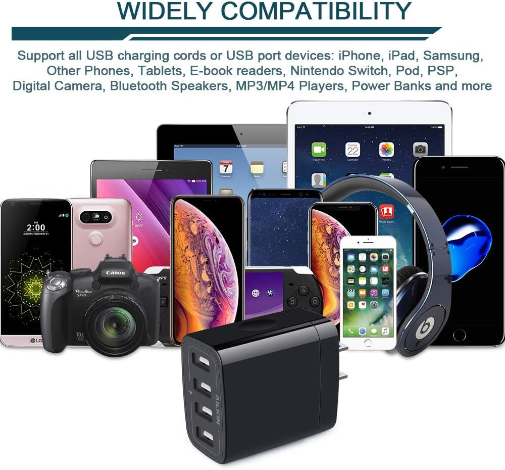Wall Charger, USB Charger Adapter, 4.8A 4Multi Port Fast Charging