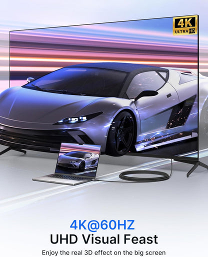 6FT Mini HDMI to HDMI Cable - High-Speed 4K 60Hz HDMI 2.0 with Aluminum Shell and Braided Design, Compatible with Cameras, Camcorders, Tablets, Graphics Cards, Laptops, and Raspberry Pi Zero W