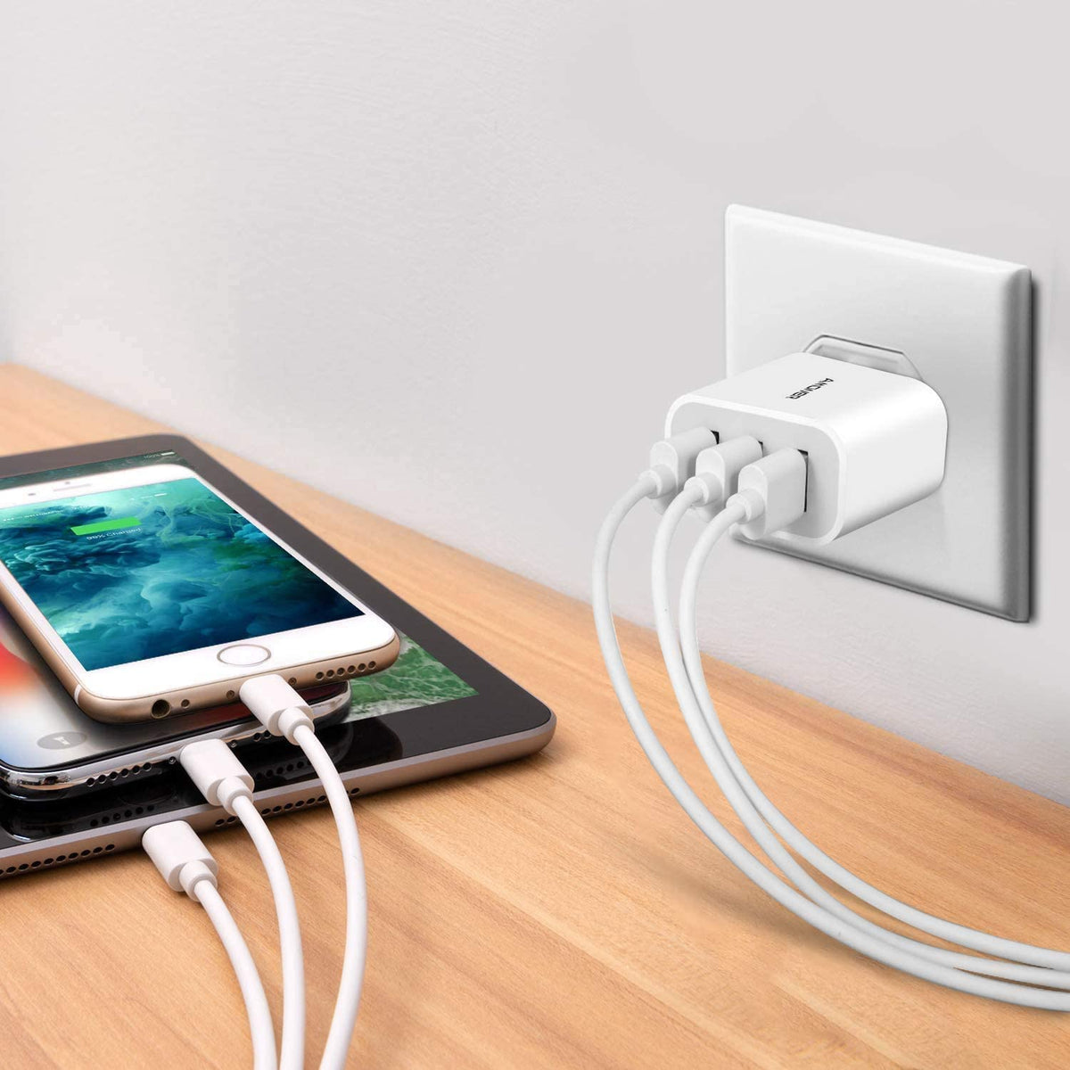 15W 3-Port USB Wall Charger (2-Pack) for iPhone, Galaxy, Android Phones and More