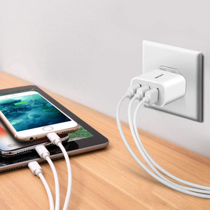 15W 3-Port USB Wall Charger (2-Pack) for iPhone, Galaxy, Android Phones and More