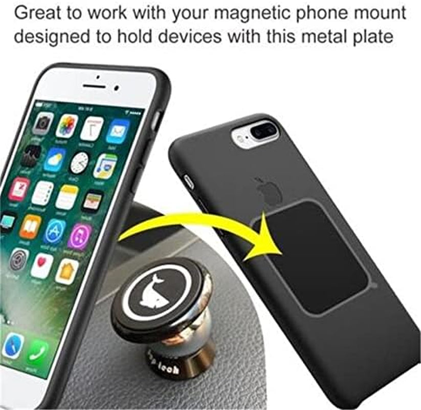 16-Pack Replacement Metal Discs for Magnetic Phone Holders, Wall and Air Vent Mounts – Includes 8 Black Round and 8 Rectangular Iron Plates with 3M Adhesive Backing