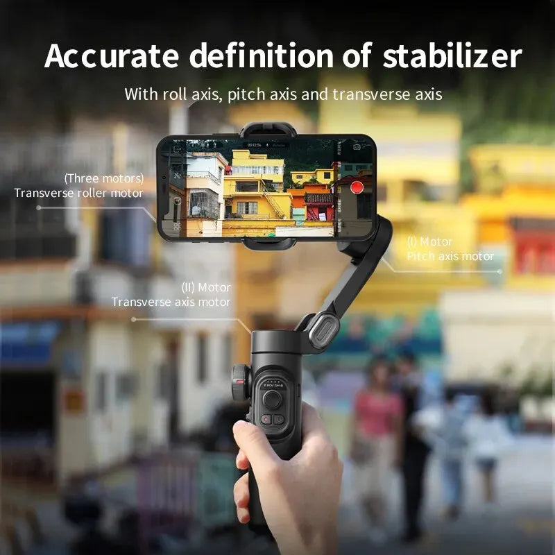 Smartxe 3-Axis Handheld Gimbal Stabilizer with AI Face Tracking for Smartphones, iPhone, and Android - Ideal for Vlogging