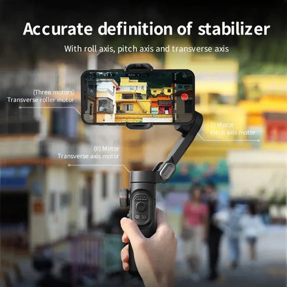Smartxe 3-Axis Handheld Gimbal Stabilizer with AI Face Tracking for Smartphones, iPhone, and Android - Ideal for Vlogging