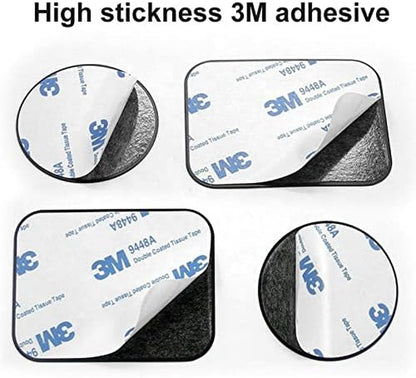 16-Pack Replacement Metal Discs for Magnetic Phone Holders, Wall and Air Vent Mounts – Includes 8 Black Round and 8 Rectangular Iron Plates with 3M Adhesive Backing