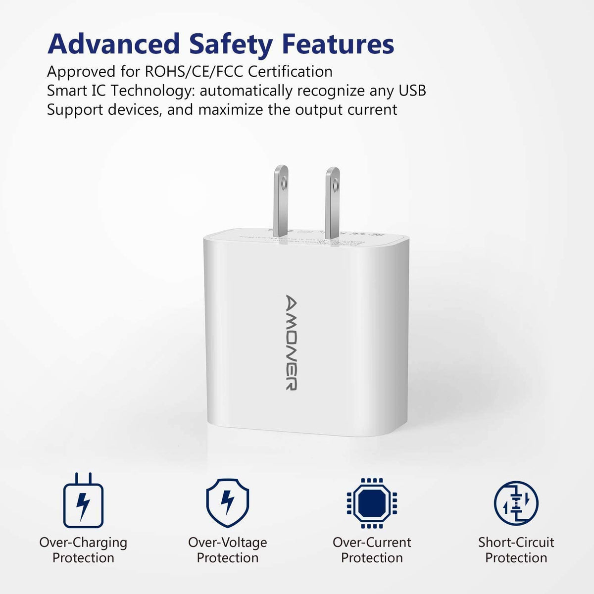15W 3-Port USB Wall Charger (2-Pack) for iPhone, Galaxy, Android Phones and More