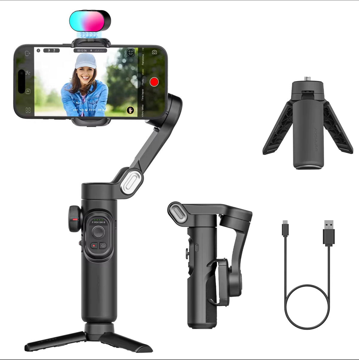 Smartxe 3-Axis Handheld Gimbal Stabilizer with AI Face Tracking for Smartphones, iPhone, and Android - Ideal for Vlogging