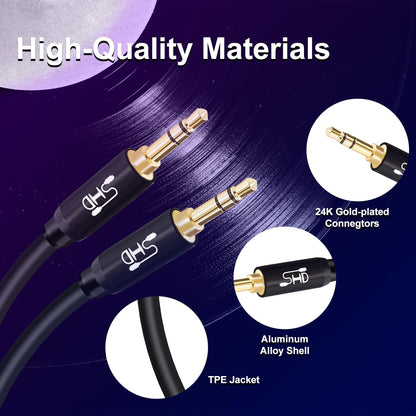 Aux Cable, 3.5Mm Audio Cable Aux for Car Auxiliary Audio Stereo Cable 3.5Mm Cord Premium Sound Dual Shielded with Gold Plated Connectors-50Feet