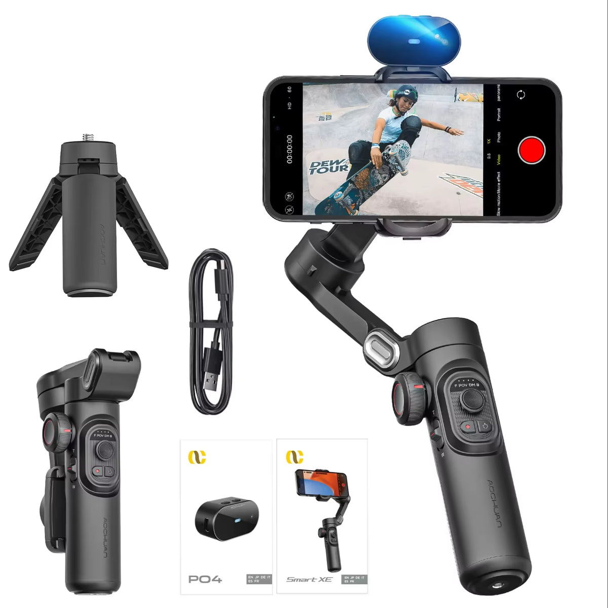 Smartxe 3-Axis Handheld Gimbal Stabilizer with AI Face Tracking for Smartphones, iPhone, and Android - Ideal for Vlogging