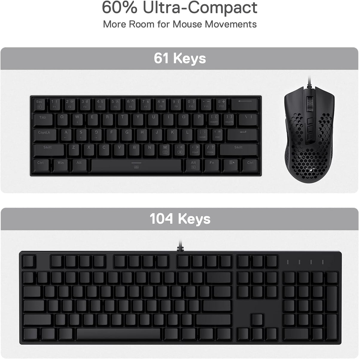K630 Dragonborn 60% Wired RGB Gaming Keyboard, 61 Keys Compact Mechanical Keyboard with Linear Red Switch, Pro Driver Support, Black