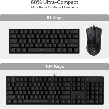 K630 Dragonborn 60% Wired RGB Gaming Keyboard, 61 Keys Compact Mechanical Keyboard with Linear Red Switch, Pro Driver Support, Black