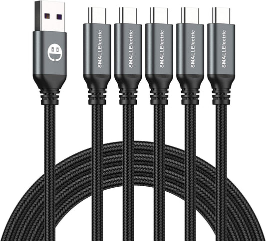 Premium 5-Pack USB C Cable 6FT - Fast Charging USB A to Type C Cord