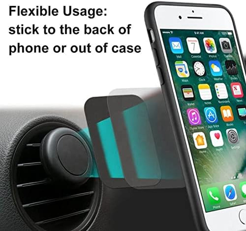 16-Pack Replacement Metal Discs for Magnetic Phone Holders, Wall and Air Vent Mounts – Includes 8 Black Round and 8 Rectangular Iron Plates with 3M Adhesive Backing