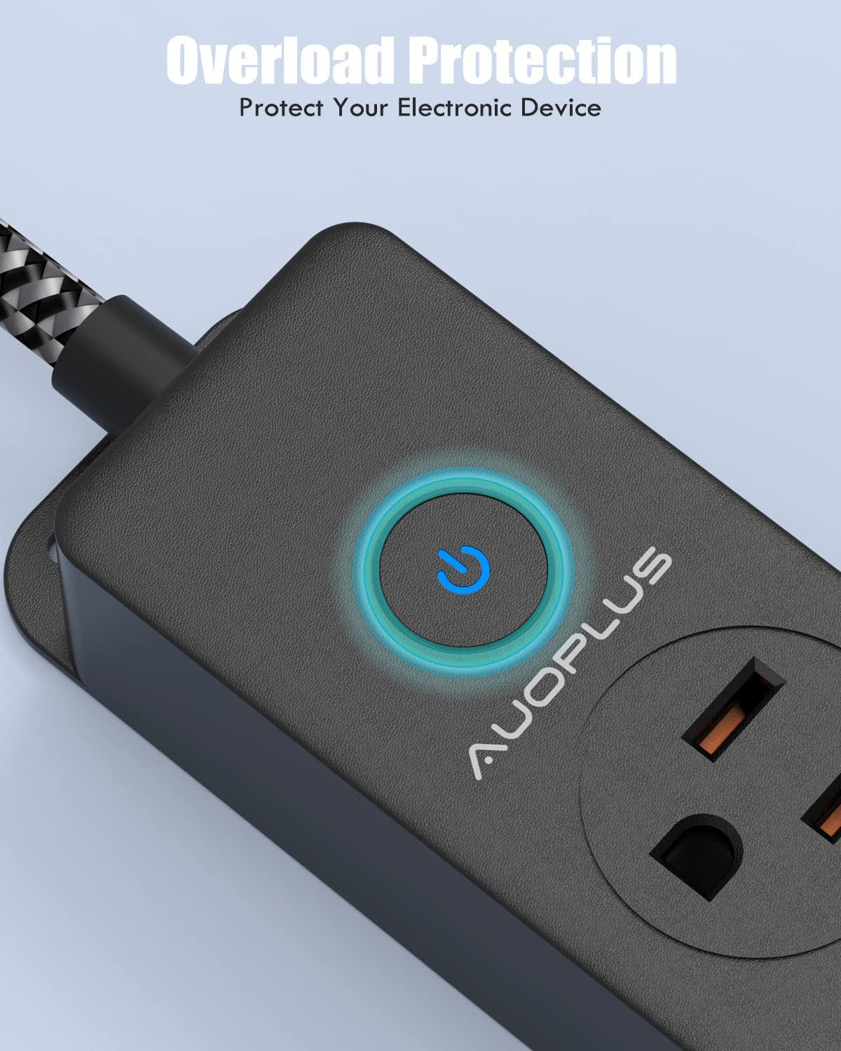 Premium Surge Protector Power Strip with USB-C Ports and 10FT Braided Extension Cord