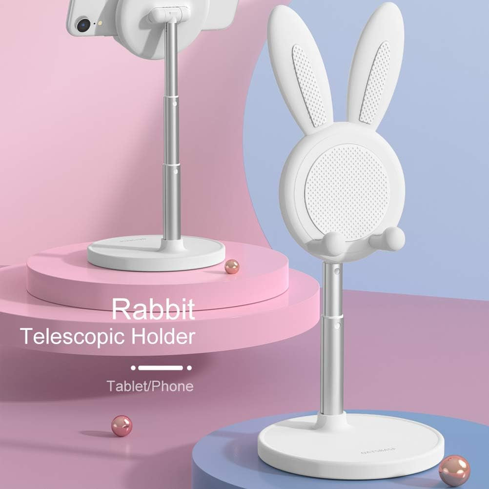 Adjustable Bunny Rabbit Phone and Tablet Stand for Desk Use
