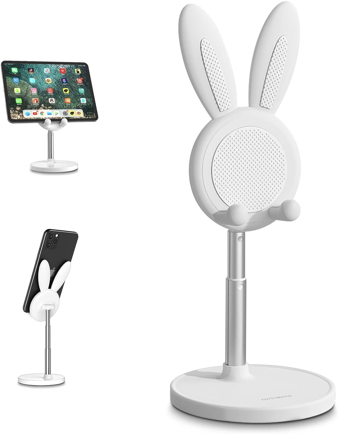 Adjustable Bunny Rabbit Phone and Tablet Stand for Desk Use