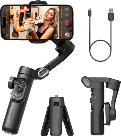 Smartxe 3-Axis Handheld Gimbal Stabilizer with AI Face Tracking for Smartphones, iPhone, and Android - Ideal for Vlogging