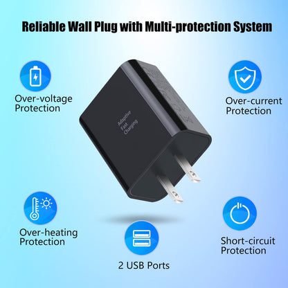 Quick Fast Charge 3.0 USB Wall Charger, 5 Pack 30W Dual USB Power Adapter
